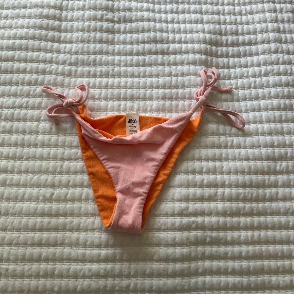 Daily Drills Pink and Orange Tie-Side Bikini Bottom